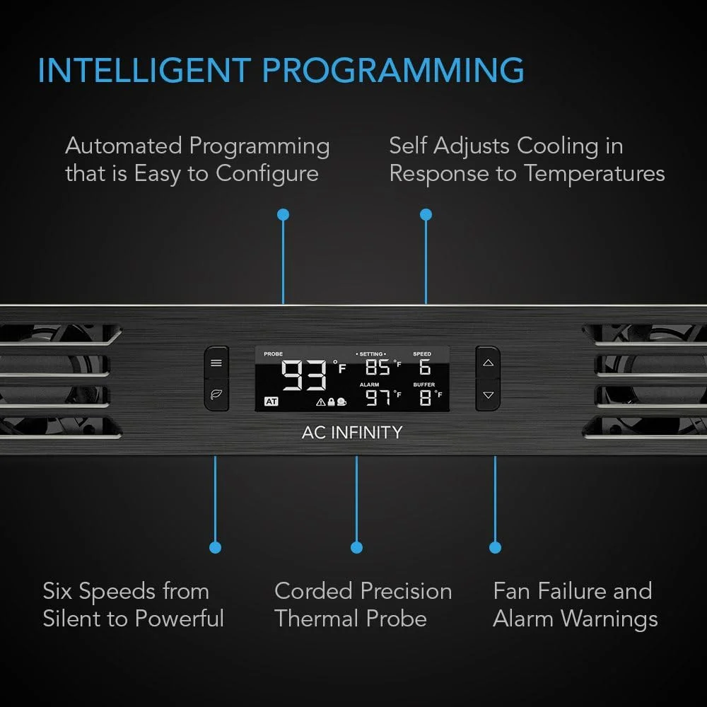 پنل فن رک مونت AC Infinity CLOUDPLATE T1-N، سایز 1U، جریان هوای ورودی، برای خنک کردن AV، سینمای خانگی، رک های شبکه 19 اینچی