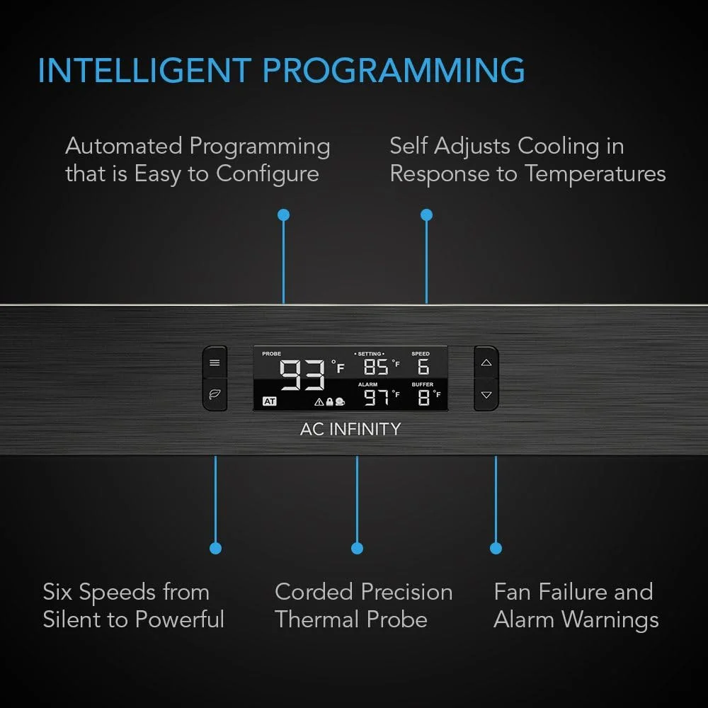 AC Infinity CLOUDPLATE T5 PRO، فن نصب شده در رک 1U، جریان هوای خروجی از عقب، برای خنک کردن AV، سینمای خانگی، رک های شبکه 19