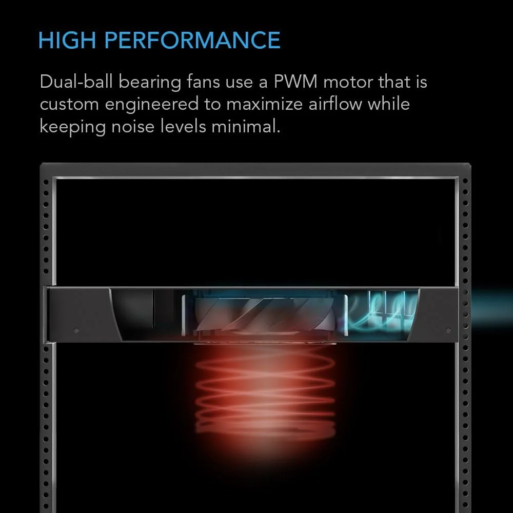 AC Infinity CLOUDPLATE T5 PRO، فن نصب شده در رک 1U، جریان هوای خروجی از عقب، برای خنک کردن AV، سینمای خانگی، رک های شبکه 19