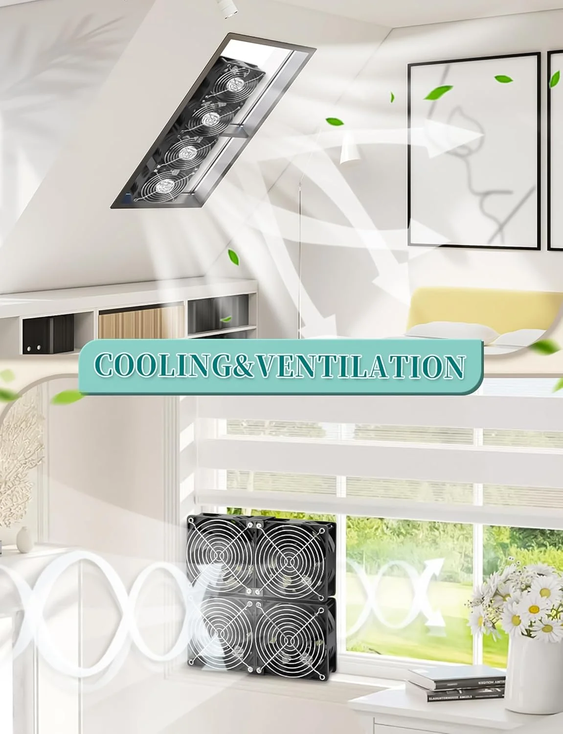 فن رک سرور AmRunJe با ابعاد ۱۲۰ میلی‌متر، ۴ عدد، DC 12V با کنترل سرعت AC 110V 220V 240V، خنک‌کننده CPU با جریان هوای بالا برای گاراژ، کامپیوتر، یخچال RV، خنک‌کننده اگزوز الکترونیک Xbox