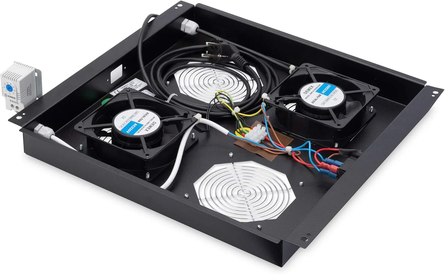 واحد فن سقفی DIGITUS برای کابینت های شبکه (Dynamic/Unique) و کابینت SRV (Dynamic) - 2 عدد فن - ترموستات - مشکی