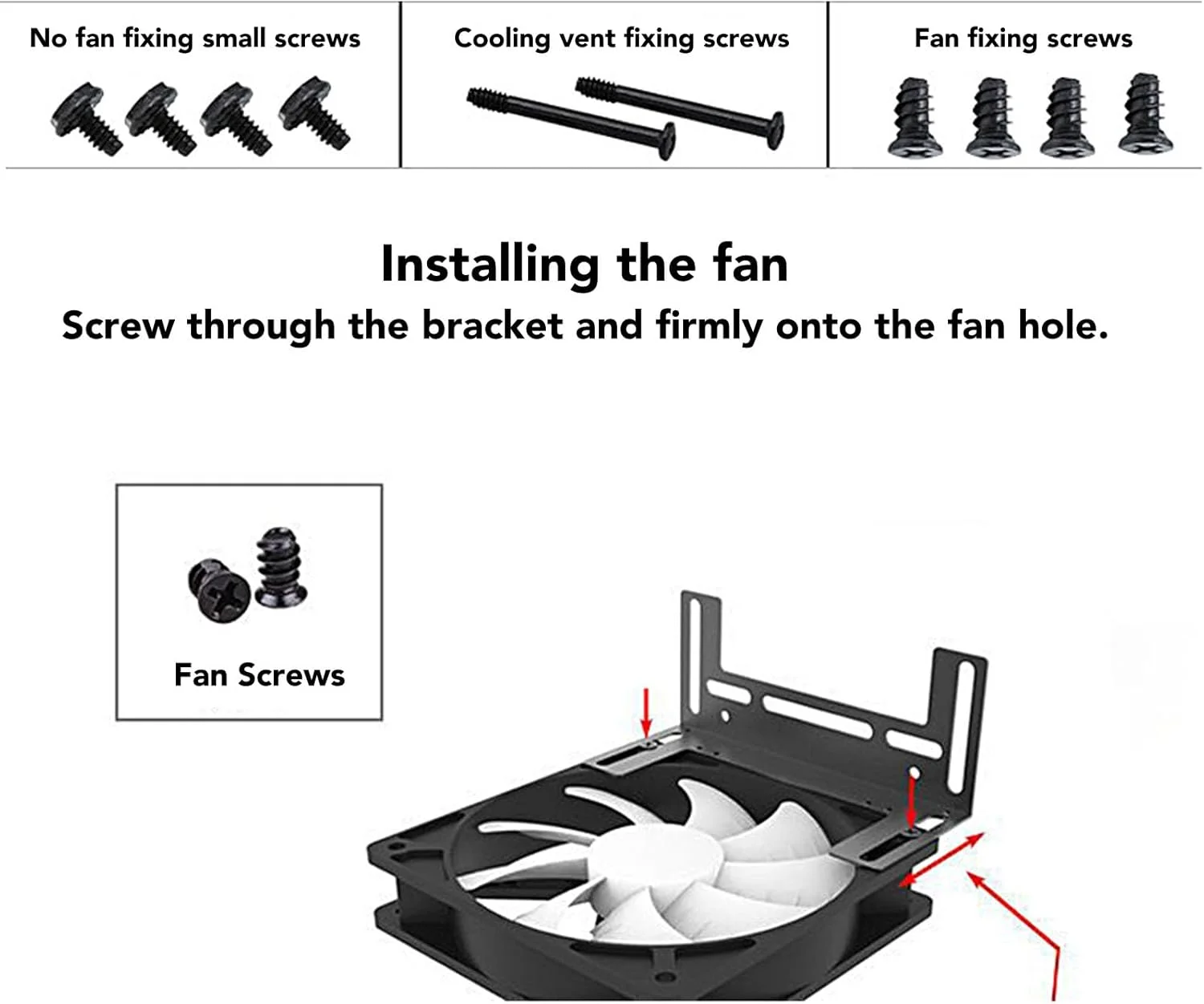 نگهدارنده فن رادیاتور کامپیوتر، رنگ پخت، استیل ضد زنگ ضخیم، پایه نصب فن شاسی کم صدا برای فن های 8، 9 و 12 سانتی متری، نصب آسان (مشکی)