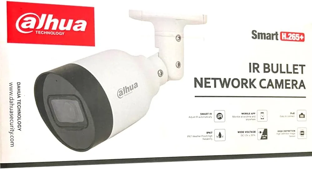دوربین مداربسته تحت شبکه 8 مگاپیکسلی داهوا مدل IPC-HFW1830S-S6، دوربین بولت بیرونی با لنز 2.8 میلی‌متری، دید در شب IR، ضد آب IP67، فوکوس ثابت، فشرده‌سازی H.265+، سازگار با ONVIF