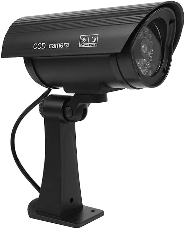 لاروال 2 عدد دوربین مداربسته تقلبی ضد آب مدل گلوله ای شکل مشکی با LED قرمز چشمک زن برای نظارت در فضای باز (مشکی)