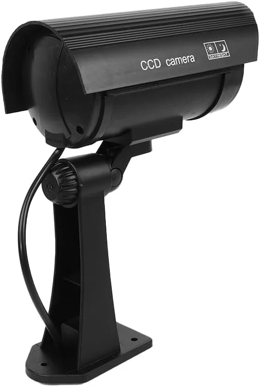 لاروال 2 عدد دوربین مداربسته تقلبی ضد آب مدل گلوله ای شکل مشکی با LED قرمز چشمک زن برای نظارت در فضای باز (مشکی)