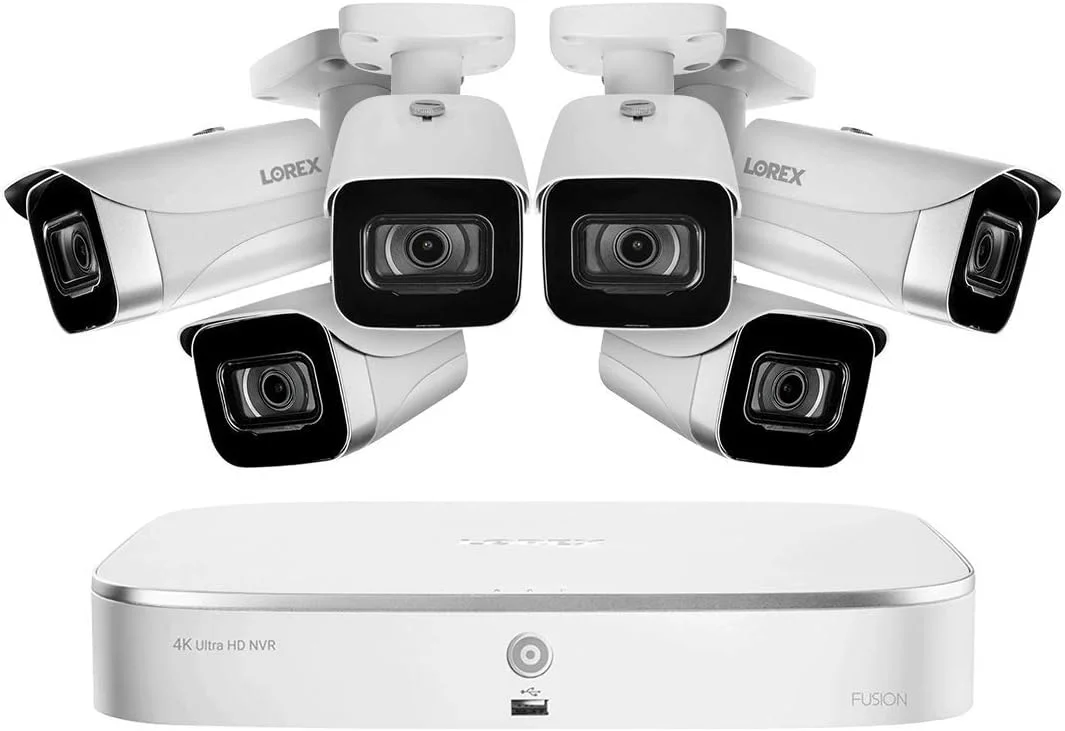 سیستم نظارتی 8 کاناله 4K لورکس N4K2-86WB با NVR فیوژن 2 ترابایتی 4K مدل N842A82 و 6 دوربین بولت سفید 8 مگاپیکسلی E841CA-E