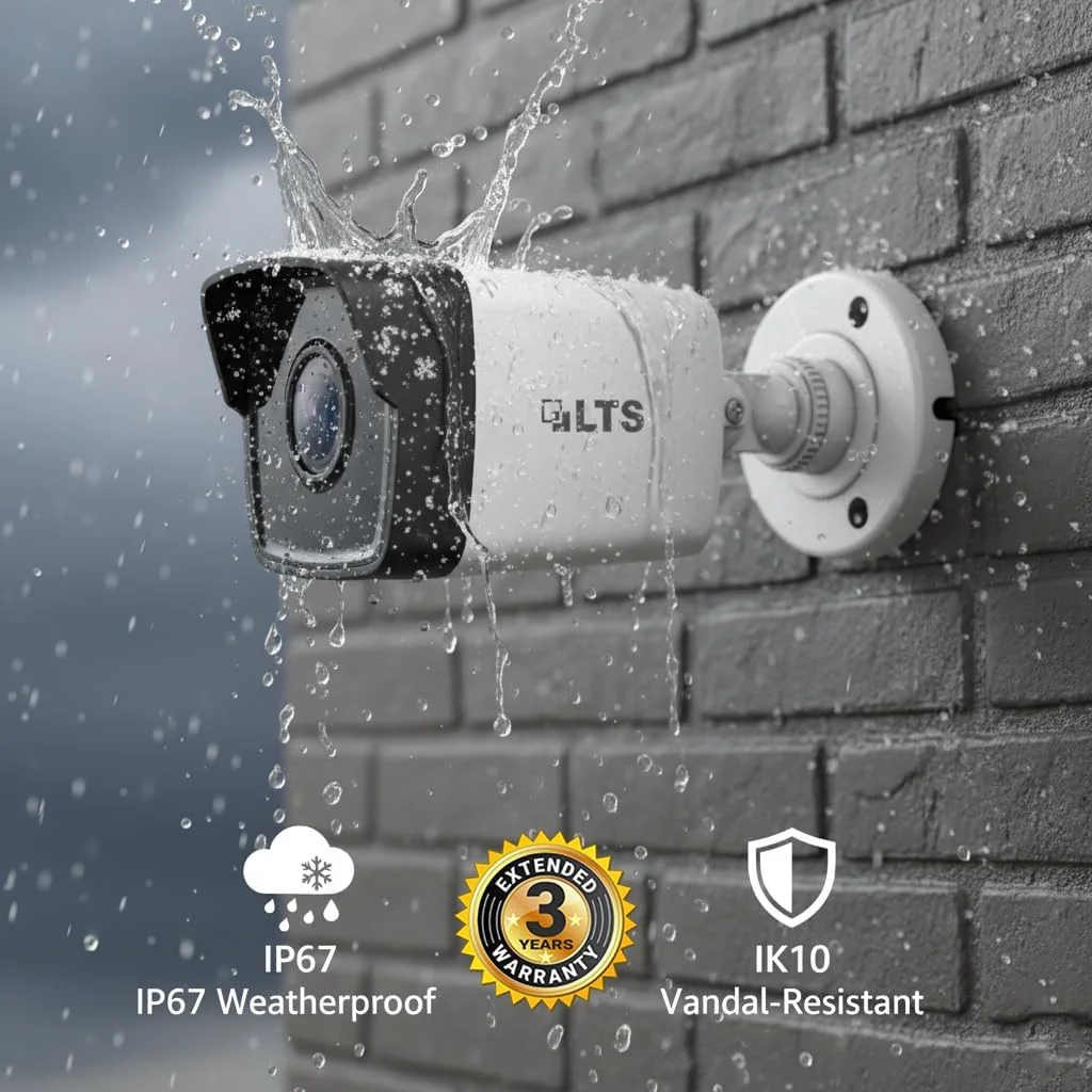 دوربین مداربسته بولت 4 مگاپیکسلی LTS CMIP8042W-28MA مناسب فضای باز | دوربین تحت شبکه IP با قابلیت PoE و دید در شب 30 متری | ضد آب و هوا IP67 | تشخیص هوشمند حرکت برای امنیت خانه و کسب و کار