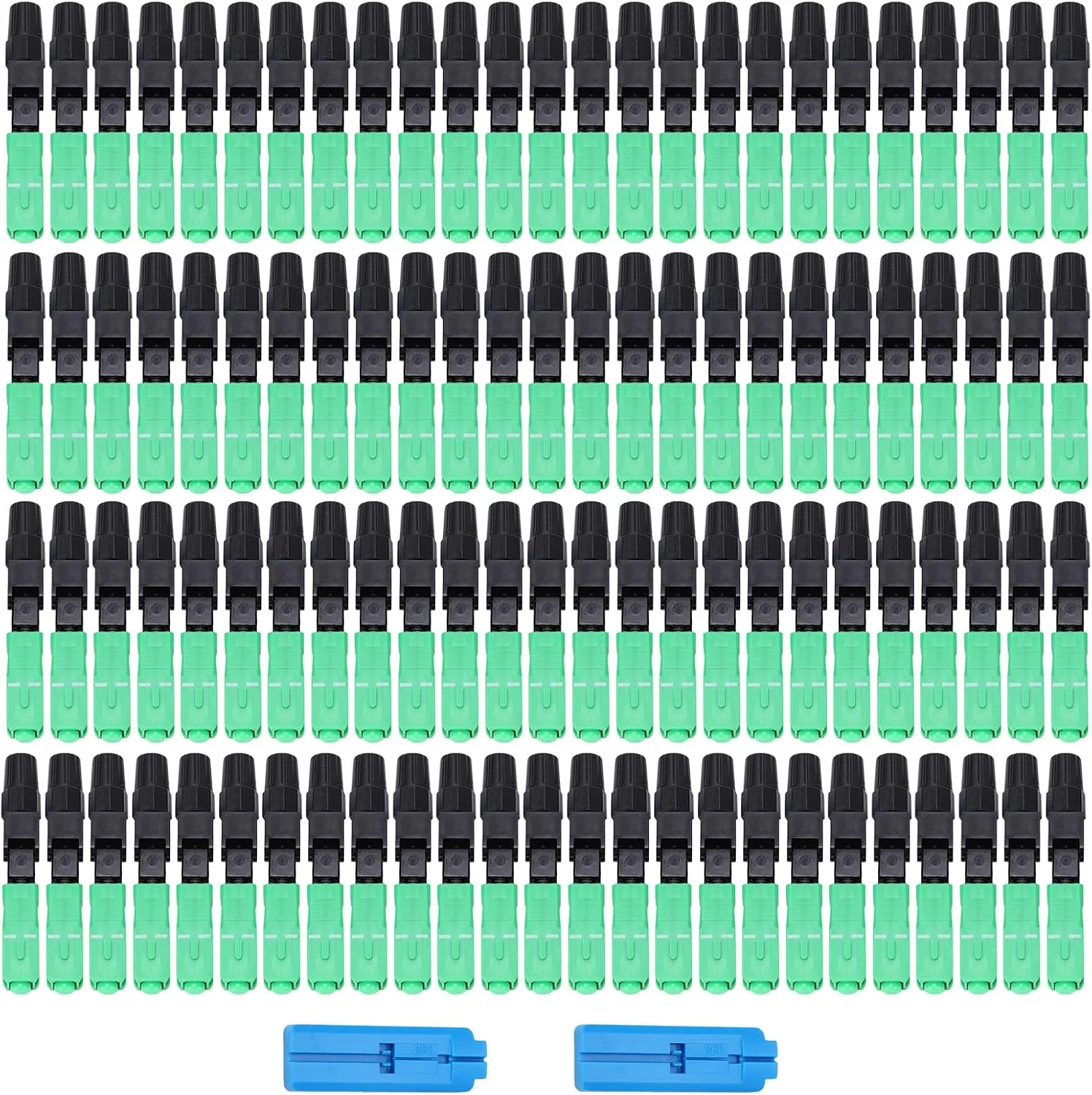 اتصال‌دهنده سریع فیبر نوری Brilluxa SC، بسته 100 عددی اتصال‌دهنده سریع توکار برای FTTH، آداپتور اتصال SC/APC برای نصب شبکه فیبر نوری