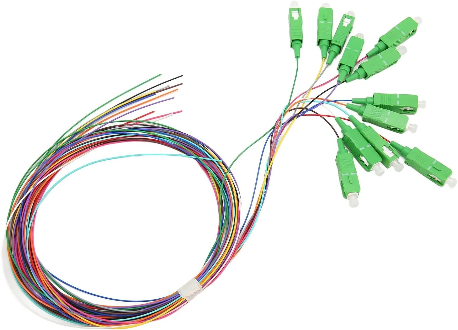 کابل فیبر نوری، کابل های فیبر نوری 12 رشته SC 12 رنگ سینگل مود فیبر نوری پیگتیل 1.5 متری کابل فیبر نوری برای جوشکاری