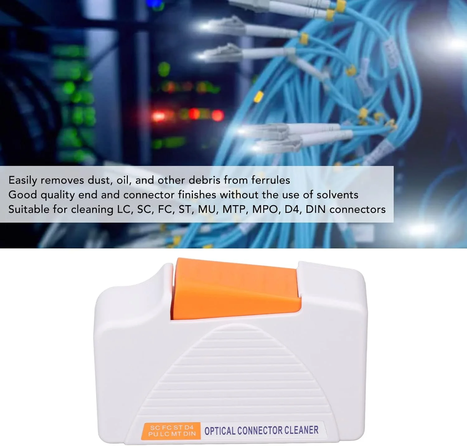 دستگاه تمیز کننده کانکتور فیبر نوری Cryfokt، تمیز کننده قابل حمل کانکتور فیبر نوری برای کانکتورهای LC, SC, FC, ST, MU, MTP, MPO, D4, DIN، جعبه تمیز کننده فیبر نوری، بیش از 550 بار تمیز می کند