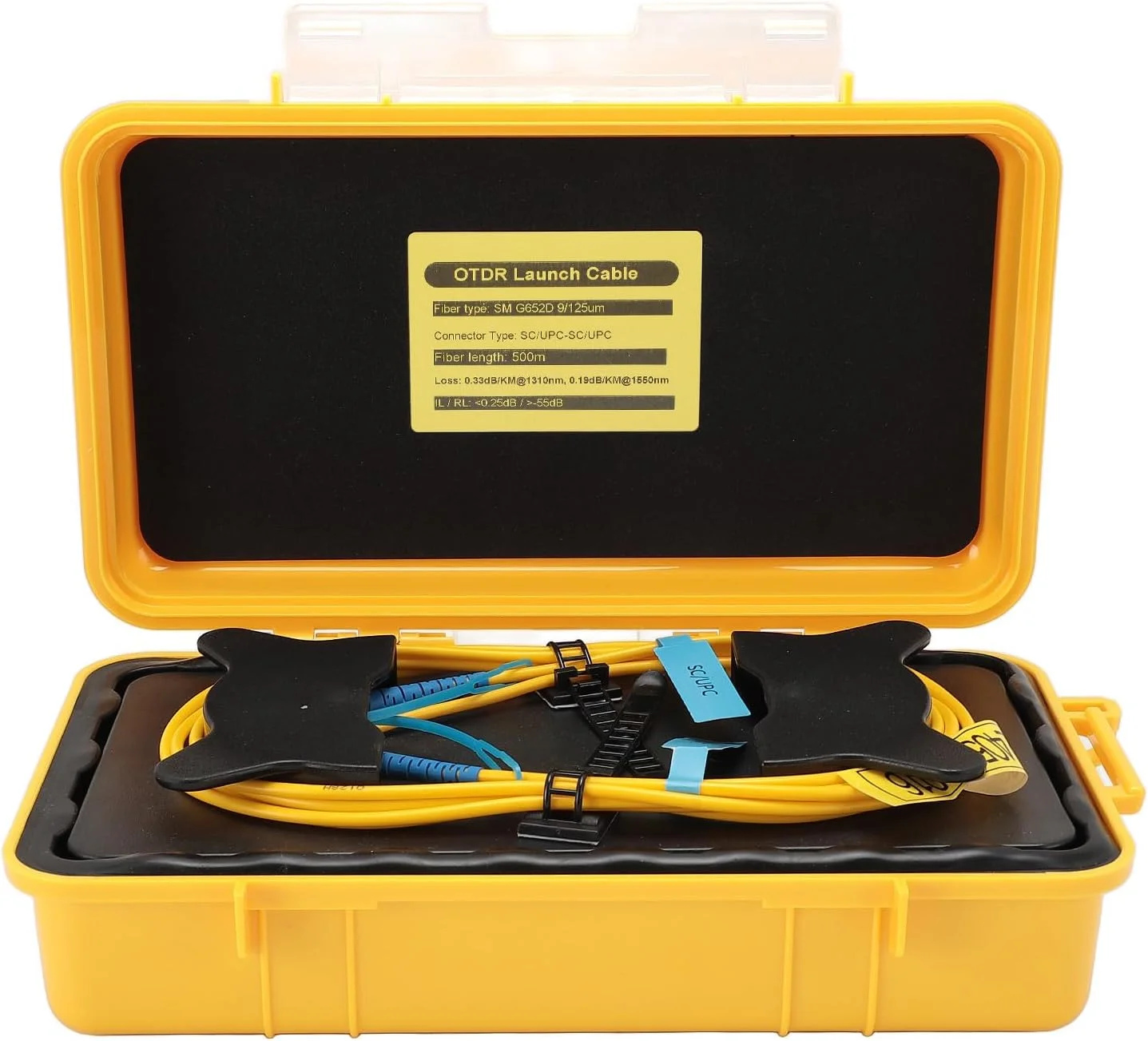 کابل فیبر نوری OTDR، سیم رابط توسعه جعبه، ابزار تست کابل فیبر نوری سبک وزن SC UPC به SC UPC، ابزار تست فیبر نوری 500M OTDR حذف کننده منطقه مرده فیبر
