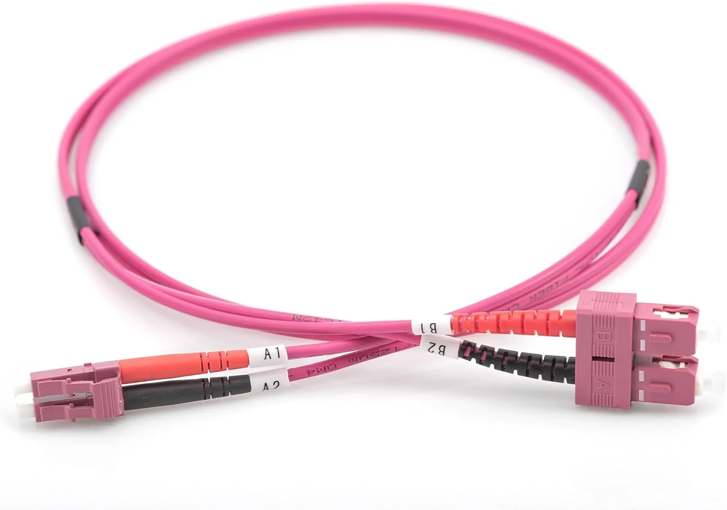 DIGITUS DK-2532-01-4 - کابل فیبر نوری OM4 - بسته 5 عددی - 1 متری - LC به SC - کابل فیبر نوری دوبلکس - 1/10/40/100 گیگابیت بر ثانیه - کابل LAN فیبر چند حالته MM - نوع فیبر: 50/125µ - بنفش (بنفش)