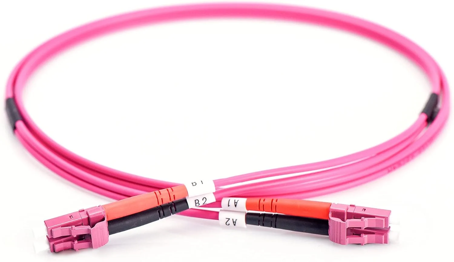 DIGITUS DK-2533-02-4 - کابل فیبر نوری OM4 - بسته 5 عددی - 2 متری - LC به LC - کابل فیبر نوری دوبلکس - 1/10/40/100 گیگابیت بر ثانیه - کابل LAN فیبر چند حالته MM - نوع فیبر: 50/125µ - بنفش (بنفش)