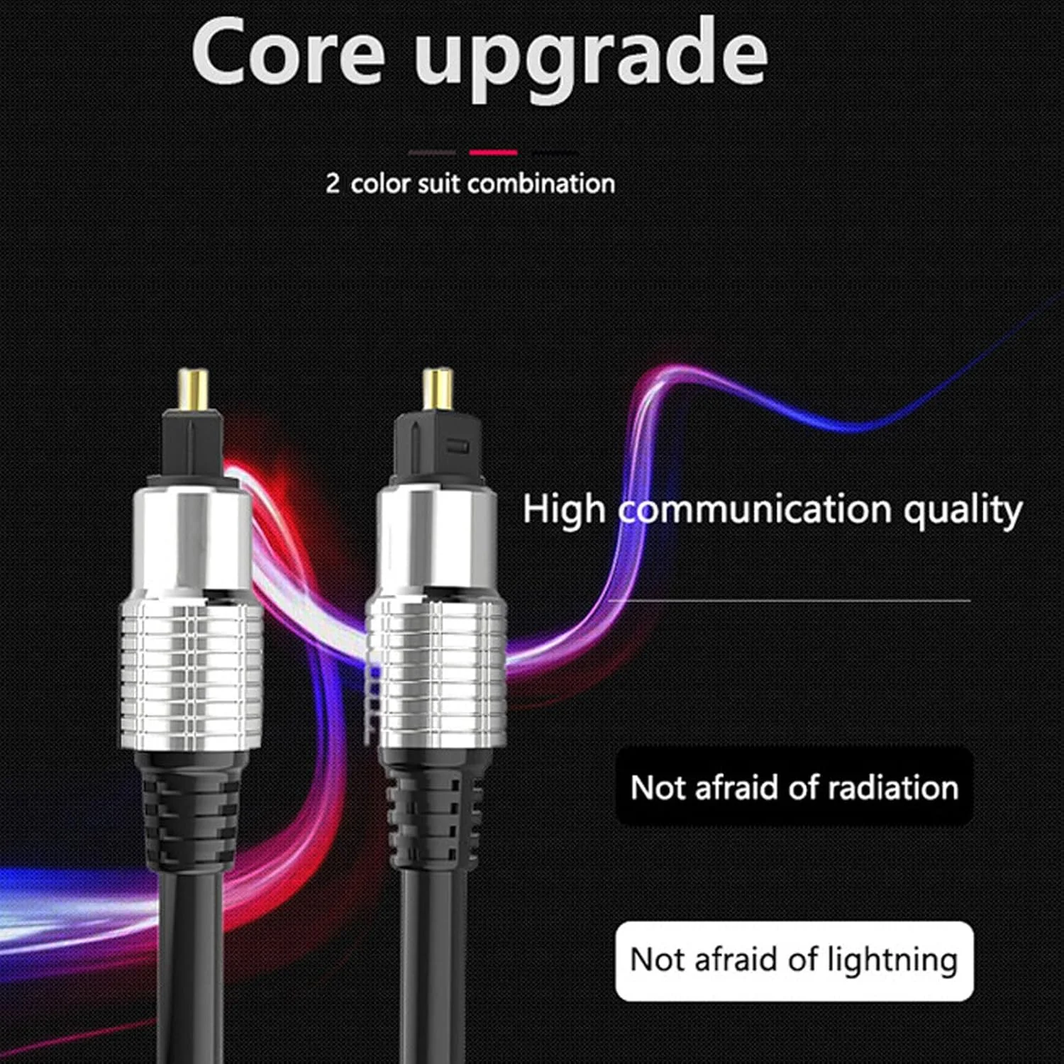 کابل صدای اپتیکال دیجیتال Cryfokt، کابل فیبر نوری شفاف برای سیستم‌های سینمای خانگی، کانکتور با روکش طلا، بدنه آلیاژ آلومینیوم (10 متر / 32.8 فوت)