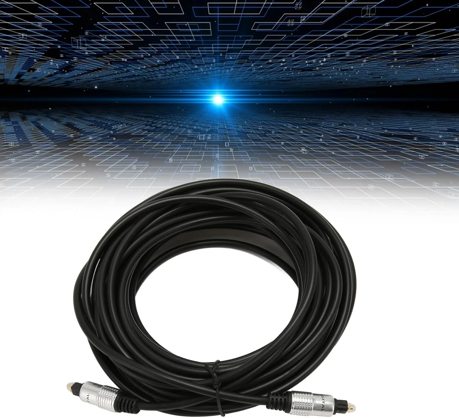 کابل صدای اپتیکال دیجیتال Cryfokt، کابل فیبر نوری شفاف برای سیستم‌های سینمای خانگی، کانکتور با روکش طلا، بدنه آلیاژ آلومینیوم (10 متر / 32.8 فوت)