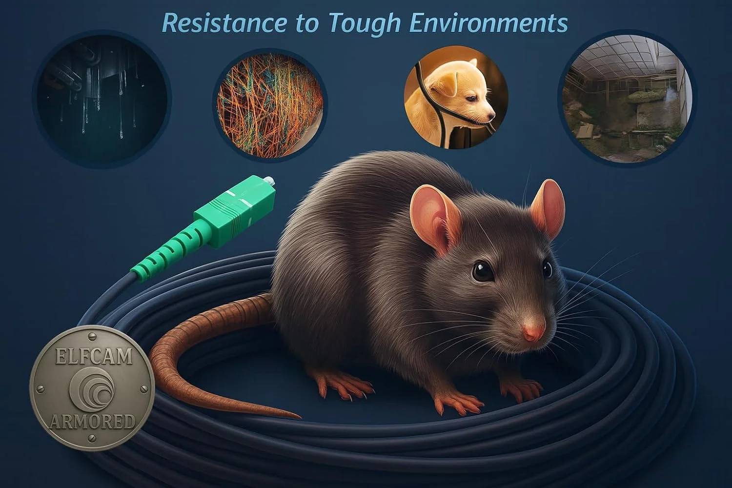 کابل فیبر نوری زره پوش الفکم SC/APC به SC/APC سیمپلکس سینگل مود، سازگار با کابل های FTTH (100 متر)