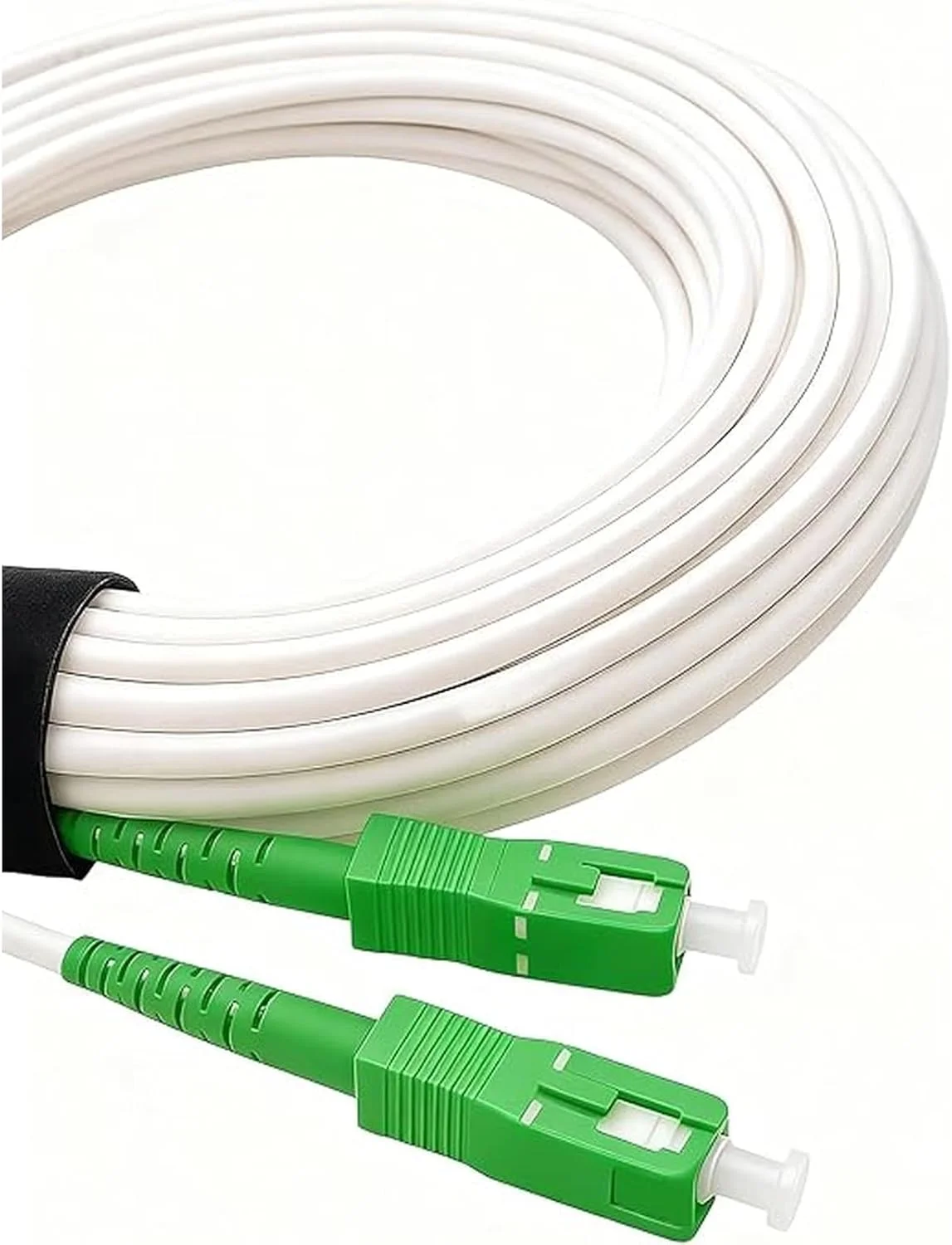 کابل فیبر نوری سینگل مود SCA به SCA سیمپلکس 9/125μm LSZH الفکم - 25 متر، کابل پچ کورد برای FTTH، رنگ سفید، 25 متر