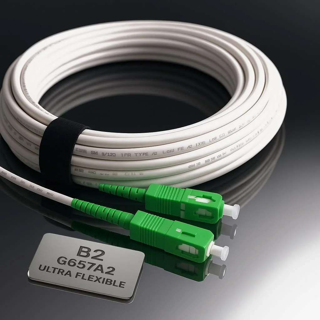 کابل فیبر نوری سینگل مود SCA به SCA سیمپلکس 9/125μm LSZH الفکم - 25 متر، کابل پچ کورد برای FTTH، رنگ سفید، 25 متر کابل فیبر نوری سینگل مود SCA به SCA سیمپلکس 9/125μm LSZH الفکم - 25 متر، کابل پچ کورد برای FTTH، رنگ سفید، 25 متر