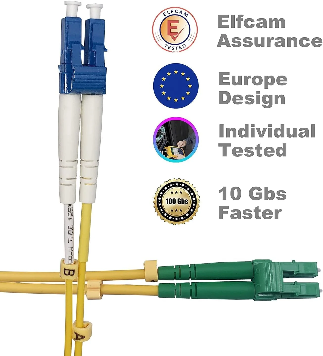 کابل فیبر نوری Elfcam® LC/APC به LC/UPC دوبلکس سینگل مود، 9/125μm OS2 LSZH (10 متری) کابل فیبر نوری Elfcam® LC/APC به LC/UPC دوبلکس سینگل مود، 9/125μm OS2 LSZH (10 متری)