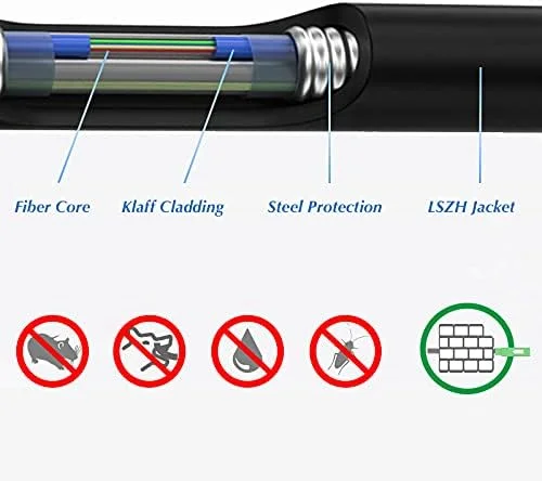کابل فیبر نوری محافظت شده داخلی و خارجی LC/UPC به LC/UPC OM3 مالتی مود داپلکس 50/125μm LSZH، مشکی 30 متر کابل فیبر نوری محافظت شده داخلی و خارجی LC/UPC به LC/UPC OM3 مالتی مود داپلکس 50/125μm LSZH، مشکی 30 متر