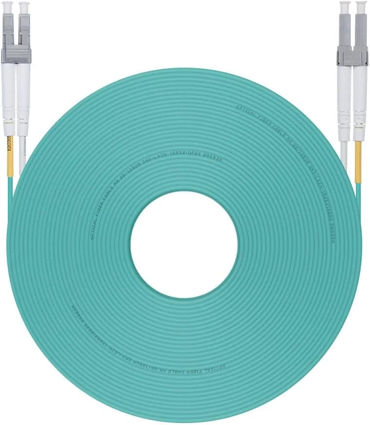 کابل فیبر نوری 30 متری OM3 LC به LC، جامپر چند حالته 10 گیگابیتی Duplex LC-LC 50/125um، LSZH، کابل فیبر نوری برای فرستنده گیرنده 10G/1G MMF SFP، شبکه های فیبر نوری و موارد دیگر، 30 متر (98 فوت)