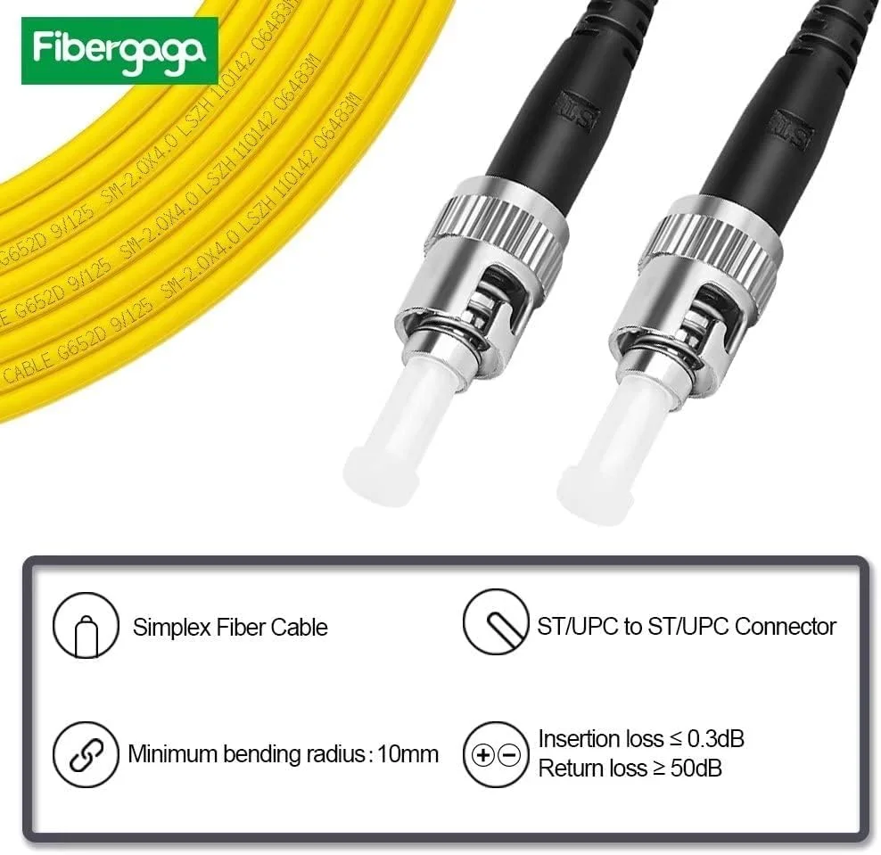 کابل فیبر نوری سینگل مود OS2 ST/UPC به ST/UPC به طول 50 متر، سیمپلکس، انتخاب طول: 0.5 متر تا 30 متر، قطر کابل 2.0 میلی متر، سازگار با OS1/OS2 کابل فیبر نوری سینگل مود OS2 ST/UPC به ST/UPC به طول 50 متر، سیمپلکس، انتخاب طول: 0.5 متر تا 30 متر، قطر کابل 2.0 میلی متر، سازگار با OS1/OS2