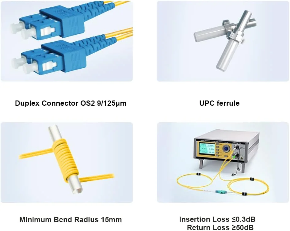 کابل فیبر نوری SC به SC مدل OS2 به طول 5 متر | گزینه‌های طول: 1 تا 50 متر، حالت تکی دوپلکس 9/125um SMF LSZH 5 متری (16 فوت)
