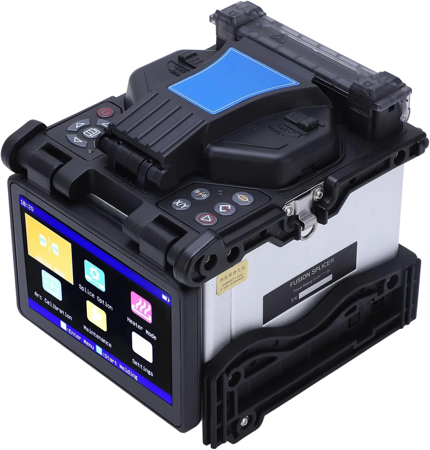 دستگاه جوش فیبر نوری 6 موتوره سریع با زمان گرمایش 16 ثانیه و صفحه نمایش LCD برای نصب کابل فیبر نوری (دوشاخه UK 100-240 ولت)