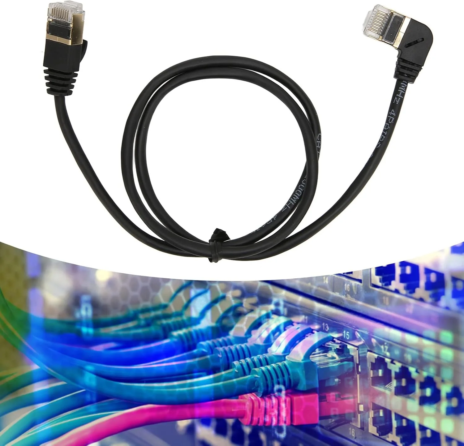 کابل اترنت فیبر نوری، کابل اترنت CAT8 با سر روکش طلا 0.6 متری برای سرورها، سوییچ ها و پنل ها