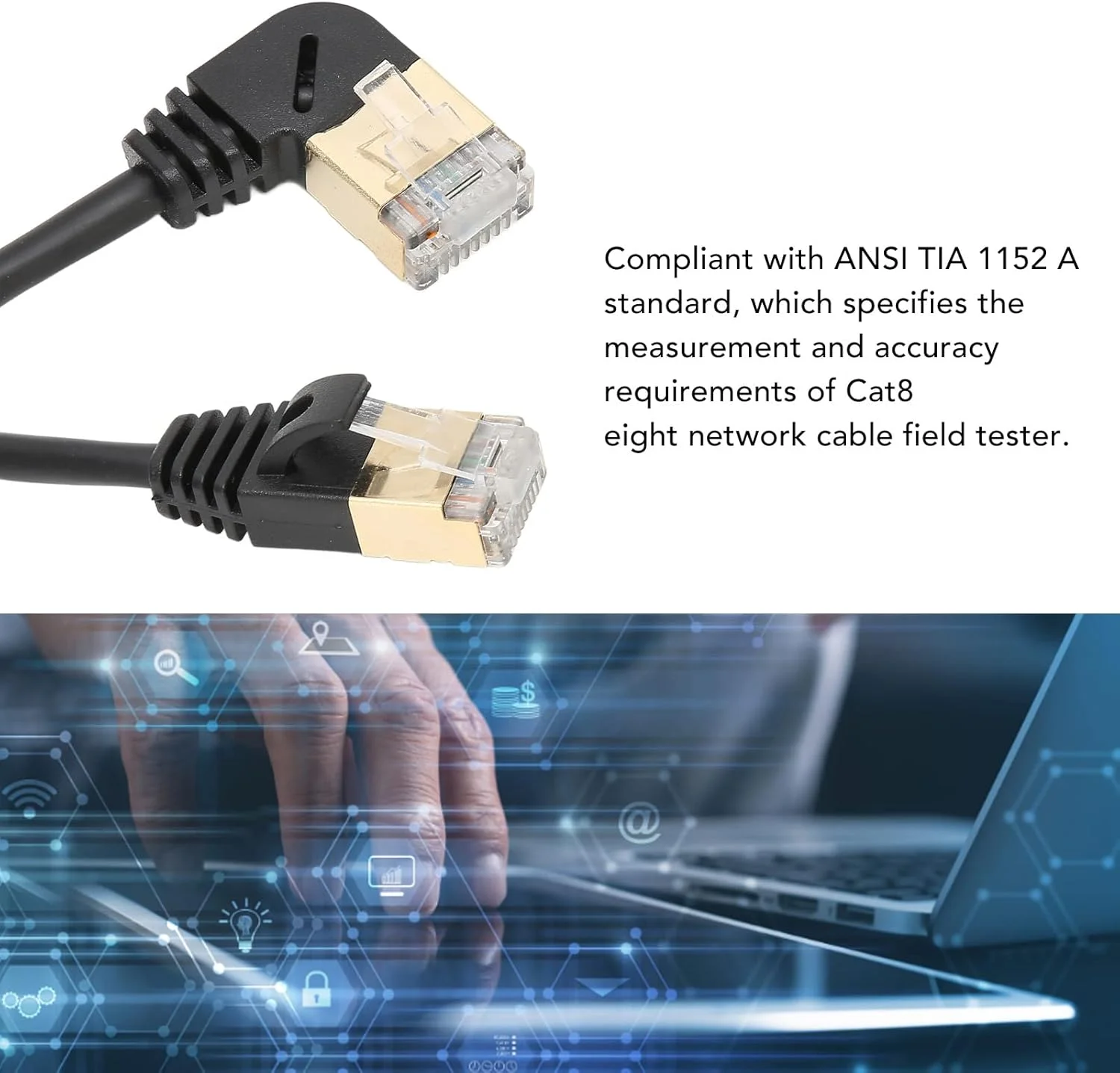 کابل اترنت فیبر نوری، کابل اترنت CAT8 با سر روکش طلا 0.6 متری برای سرورها، سوییچ ها و پنل ها