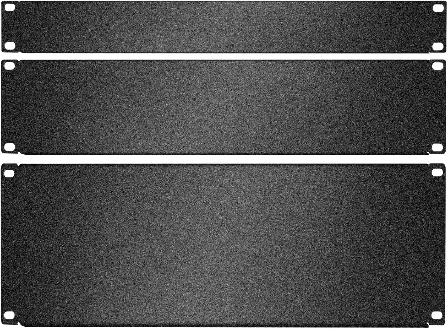KASTWAVE مجموعه ۳ عددی پنل خالی فلزی رک، شامل پنل های ۱U، ۲U و ۴U، مناسب برای نصب در رک ۱۹ اینچی، رنگ مشکی