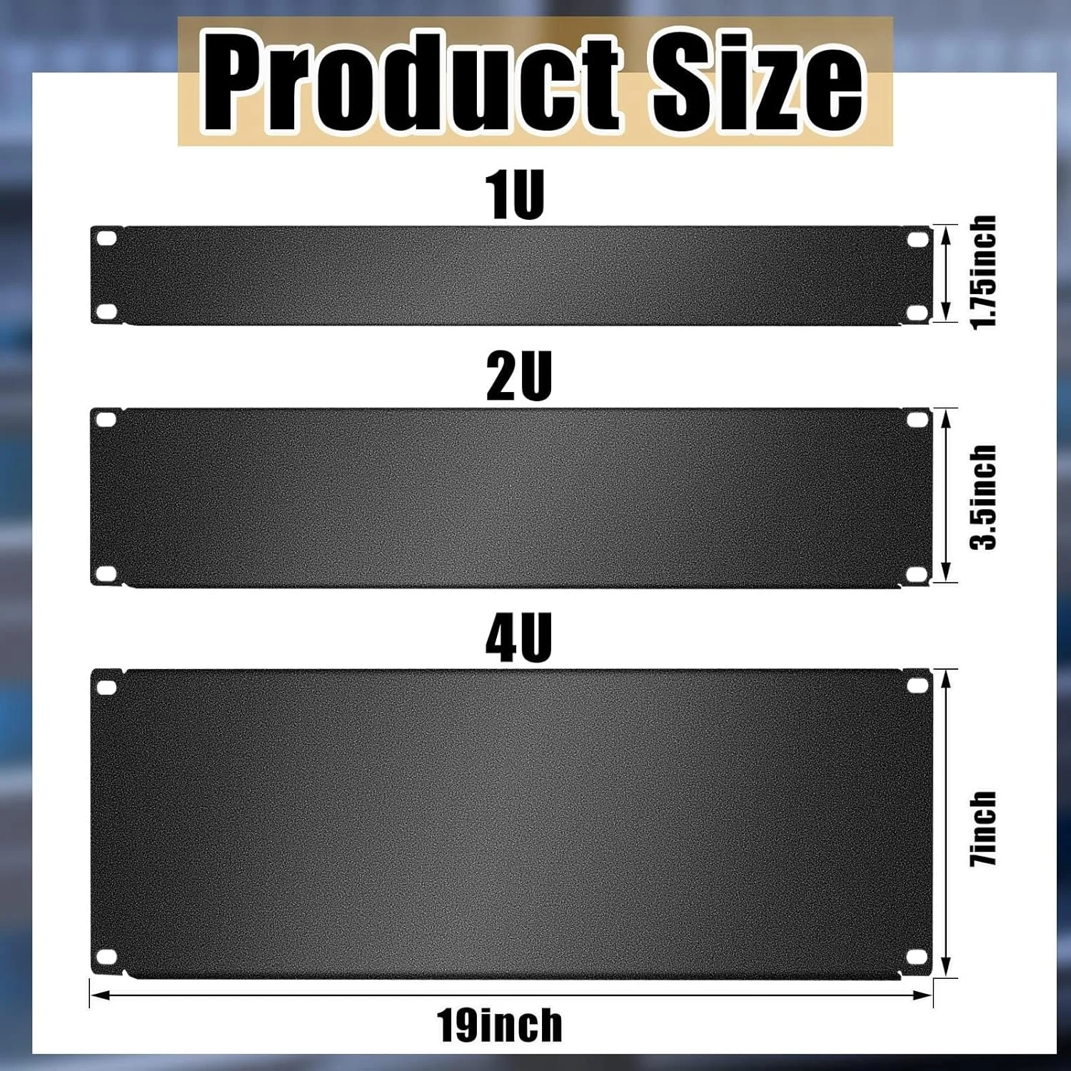 KASTWAVE مجموعه ۳ عددی پنل خالی فلزی رک، شامل پنل های ۱U، ۲U و ۴U، مناسب برای نصب در رک ۱۹ اینچی، رنگ مشکی