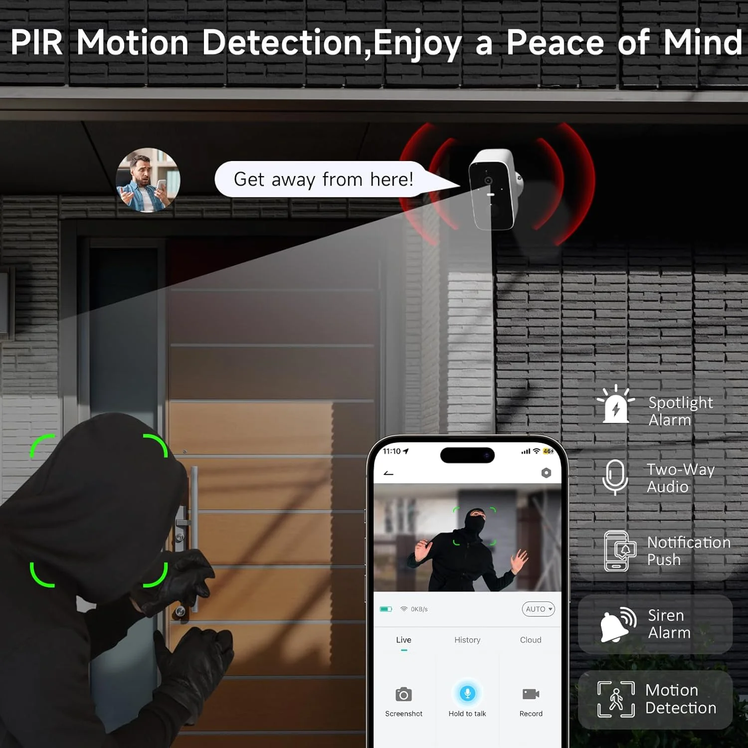 دوربین مداربسته بی سیم 4 عددی Rraycom برای فضای باز، دوربین امنیتی 2K با باتری، تشخیص حرکت هوش مصنوعی، نورافکن، آژیر هشدار، نظارت داخلی منزل، دید در شب رنگی، مکالمه دو طرفه، ضد آب، سازگار با /Alexa