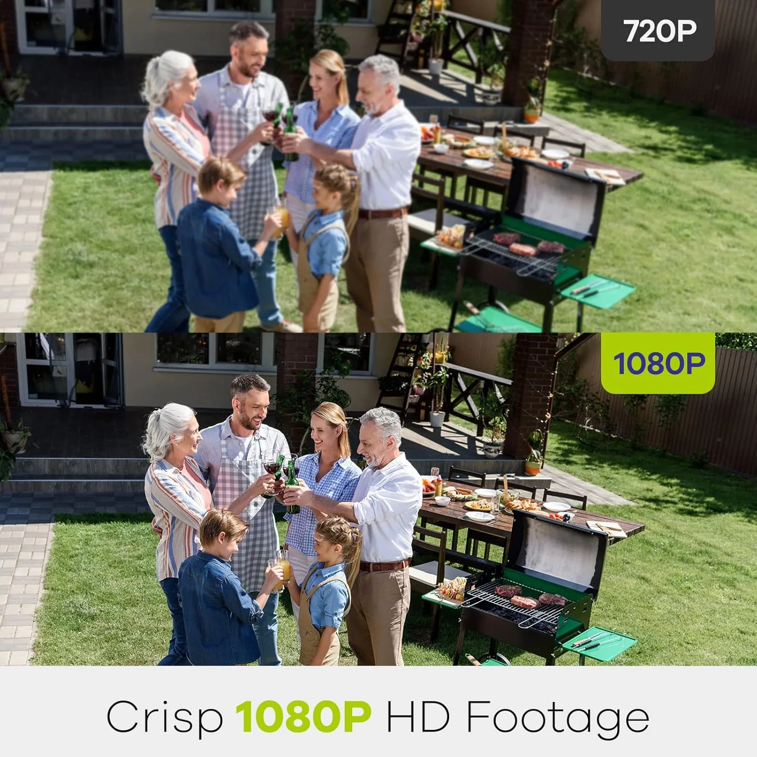 دوربین مداربسته دید در شب رنگی SANNCE، دوربین مداربسته سیمی 1080P TVI برای خانه، استفاده در داخل و خارج از منزل، LED نورافکن گرم هوشمند 3500K داخلی، 4 دوربین با آداپتور و کابل