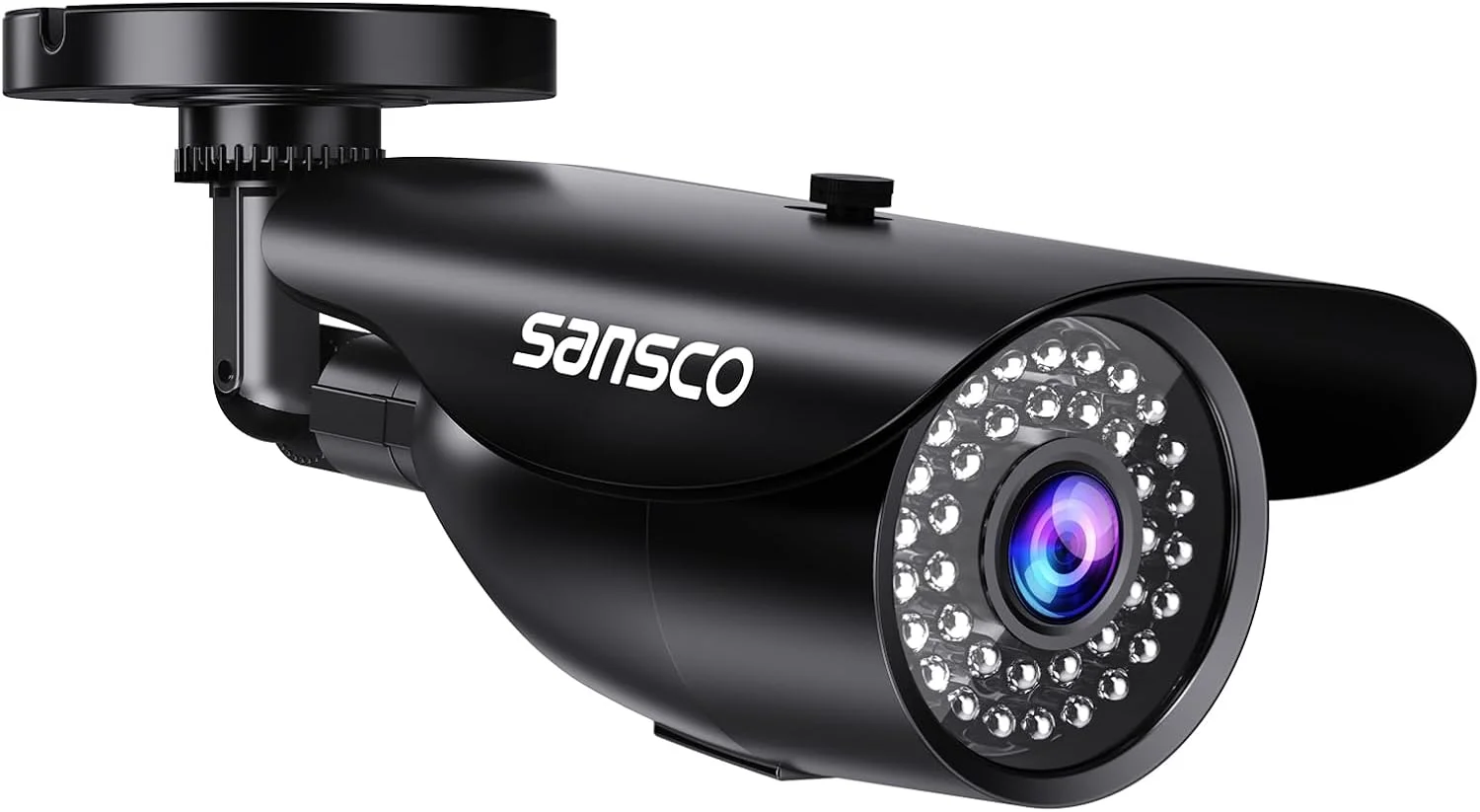دوربین مداربسته بولت SANSCO Super FHD 1080p برای سیستم نظارتی، 1920x 1080 پیکسل، دید در شب، لنز 3.6 میلی متری، بدنه ضد آب و ضد ضربه، مشکی، بدون وای فای