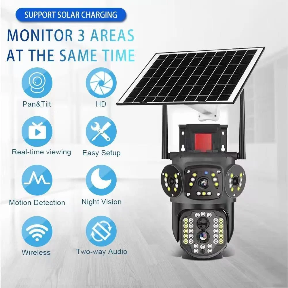 دوربین امنیتی 4 مگاپیکسلی V380 4G با دید 3 طرفه، وای فای بی سیم فضای باز، ضد آب، دید در شب و دسترسی از راه دور - نظارت HD به صورت 24 ساعته و 7 روز هفته دوربین امنیتی 4 مگاپیکسلی V380 4G با دید 3 طرفه، وای فای بی سیم فضای باز، ضد آب، دید در شب و دسترسی از راه دور - نظارت HD به صورت 24 ساعته و 7 روز هفته