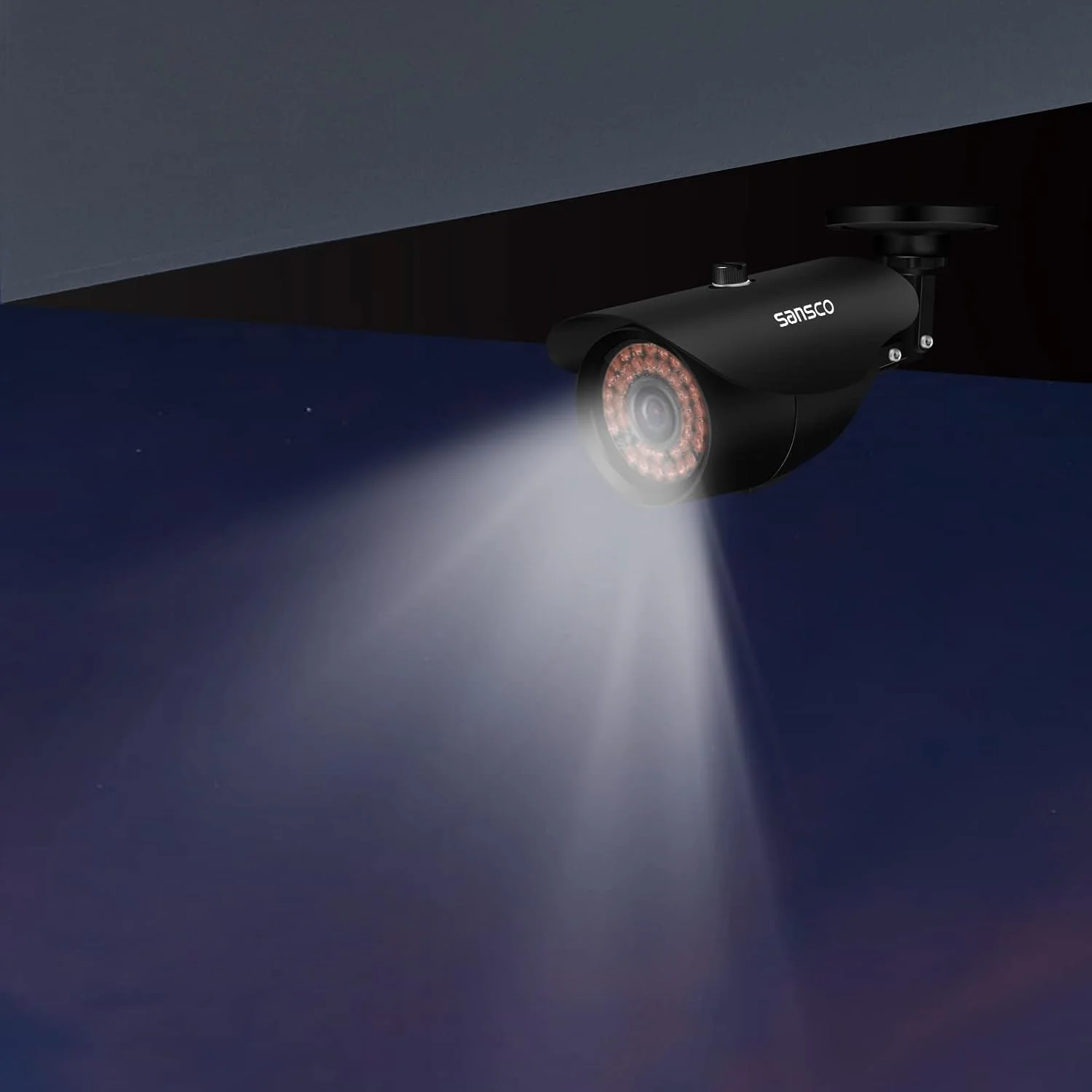 دوربین مداربسته بولت SANSCO Super FHD 1080p برای سیستم نظارتی، 1920x 1080 پیکسل، دید در شب، لنز 3.6 میلی متری، بدنه ضد آب و ضد ضربه، مشکی، بدون وای فای