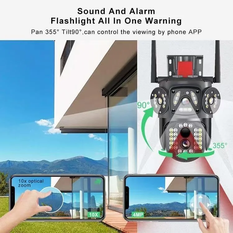 دوربین امنیتی 4 مگاپیکسلی V380 4G با دید 3 طرفه، وای فای بی سیم فضای باز، ضد آب، دید در شب و دسترسی از راه دور - نظارت HD به صورت 24 ساعته و 7 روز هفته دوربین امنیتی 4 مگاپیکسلی V380 4G با دید 3 طرفه، وای فای بی سیم فضای باز، ضد آب، دید در شب و دسترسی از راه دور - نظارت HD به صورت 24 ساعته و 7 روز هفته