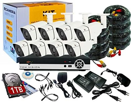 کیت دوربین مداربسته 8 کانال AHD توم ویژن فول اچ دی با هارد دیسک 1 ترابایتی و 8 عدد دوربین ضد آب بولت کیت دوربین مداربسته 8 کانال AHD توم ویژن فول اچ دی با هارد دیسک 1 ترابایتی و 8 عدد دوربین ضد آب بولت