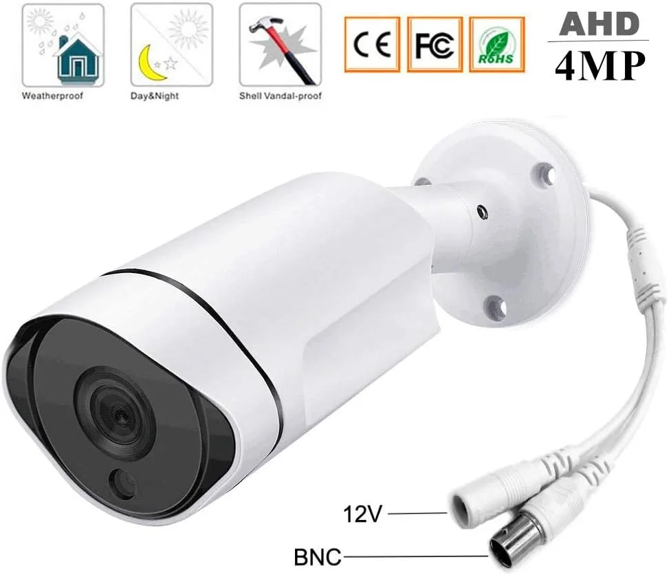 سیستم دوربین مداربسته 4 مگاپیکسلی، سیستم نظارت تصویری مداربسته 4 عددی بولت مناسب فضای باز، کیت DVR 4 کاناله، دوربین تجاری فوق العاده AHD 4 مگاپیکسلی برای تشخیص حرکت شب و روز (4 کاناله - 1 ترابایت هارد دیسک)