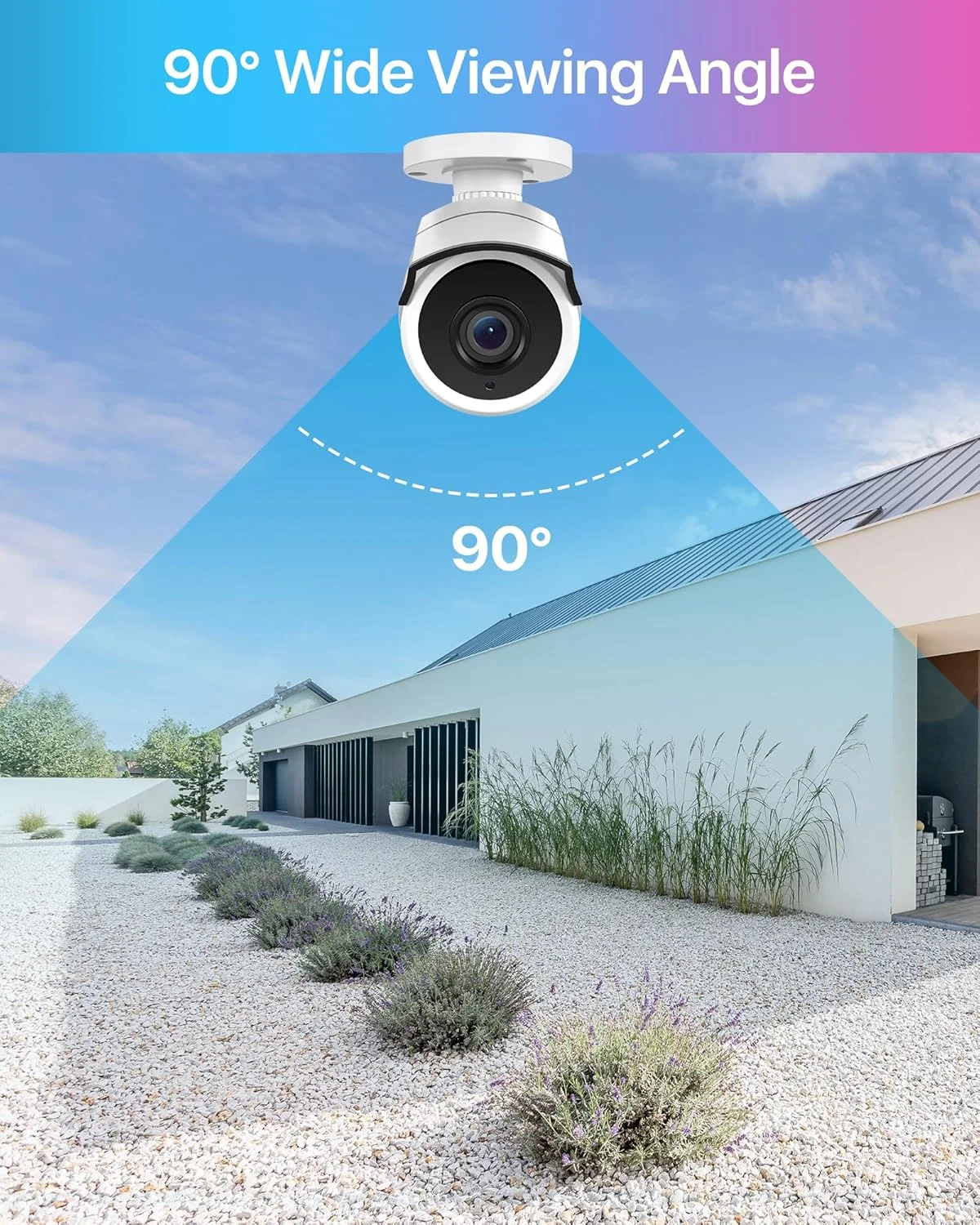 دوربین مداربسته امنیتی خانگی ZOSI 2MP 1080P HD-TVI با صدا، میکروفون داخلی، ضد آب IP66، دید در شب، دوربین نظارتی داخلی و خارجی، فقط سازگار با DVR آنالوگ ZOSI 3K Lite - سفید