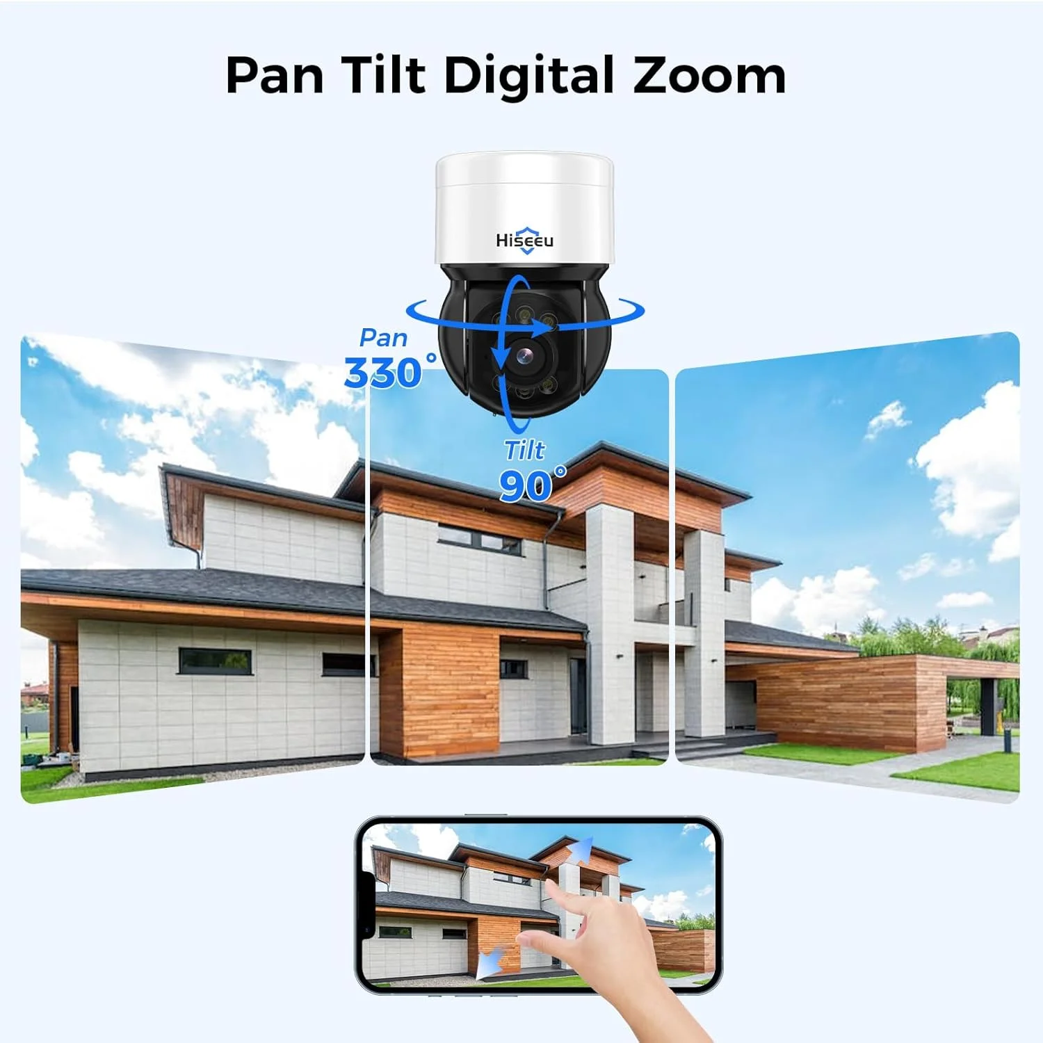 دوربین مداربسته تحت شبکه 4K PoE هایسیو با قابلیت چرخش 330 درجه افقی و 90 درجه عمودی و ردیابی انسان، سیستم دوربین مداربسته NVR با 8 دوربین 8 مگاپیکسلی PoE PTZ مناسب فضای باز و داخل، صدای دو طرفه، دید در شب رنگی، ضبط 24/7