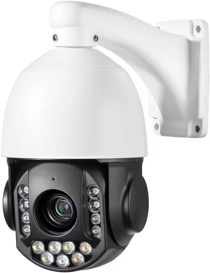 دوربین دام PTZ با قابلیت ردیابی خودکار 8 مگاپیکسل 4K 25X 5.3-130mm، دوربین امنیتی تشخیص انسان و وسیله نقلیه با سیم PoE IP، دید در شب رنگی با نورافکن 320 فوت IR، آلارم صوتی 2 طرفه، برای NVR، برنامه موبایل 360 چرخش مداوم