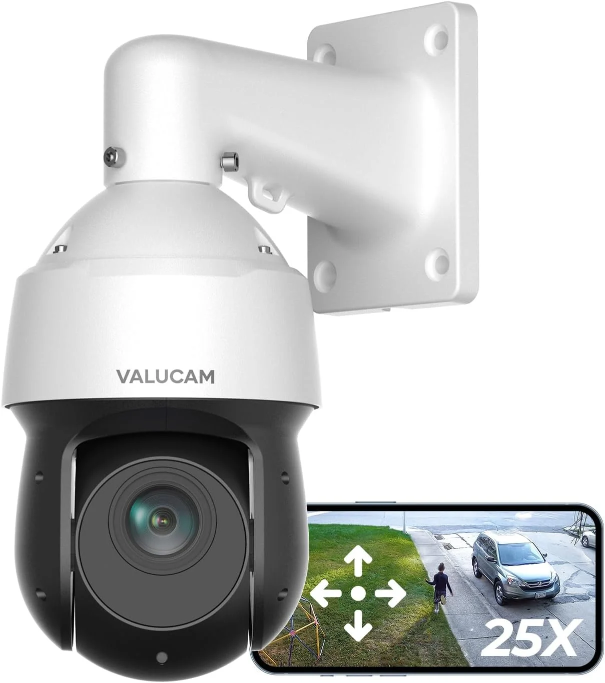 دوربین مداربسته ۸ مگاپیکسل PTZ POE IP مناسب فضای باز با قابلیت چرخش، زوم اپتیکال ۲۵ برابر موتورایز ۵ تا ۱۲۵ میلی‌متر، تشخیص انسان و خودرو با هوش مصنوعی، محافظت از حریم خصوصی، تشخیص چهره، SMD 4.0، ردیابی خودکار، دید در شب تا ۹۹ متر، انتخاب سریع