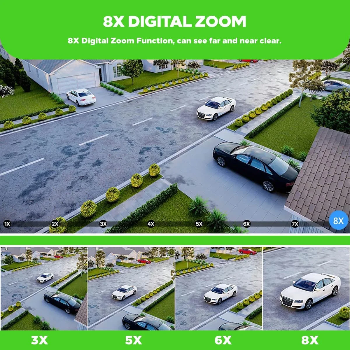 دوربین مداربسته بی‌سیم PTZ دوگانه 4+4 مگاپیکسل Active Pixel مناسب فضای باز با قابلیت چرخش 360 درجه، دید در شب، زوم 8 برابر، پشتیبانی از کارت حافظه MicroSD تا 128 گیگابایت، تشخیص حرکت و آلارم