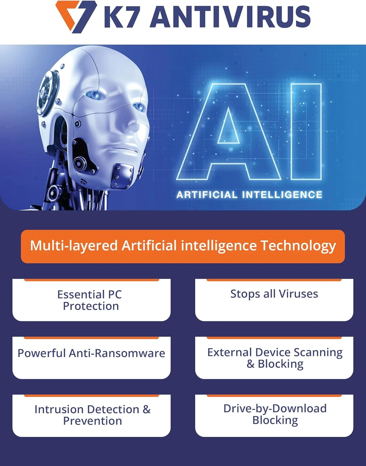 آنتی ویروس K7 Premium 2025 | 1 کاربر، 3 سال | آنتی ویروس، محافظت از اینترنت، محافظت از وب کم برای لپ تاپ یا کامپیوتر ویندوزی آنتی ویروس K7 Premium 2025 | 1 کاربر، 3 سال | آنتی ویروس، محافظت از اینترنت، محافظت از وب کم برای لپ تاپ یا کامپیوتر ویندوزی