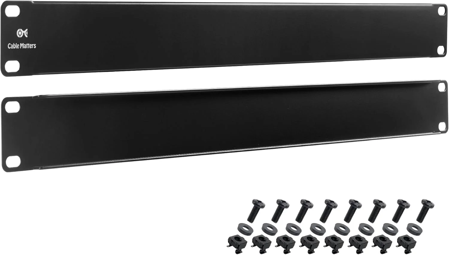 پنل های خالی 1U Cable Matters، بسته 2 عددی، پنل فاصله دهنده رک 1U برای کابینت رک سرور 19 اینچی، مشکی