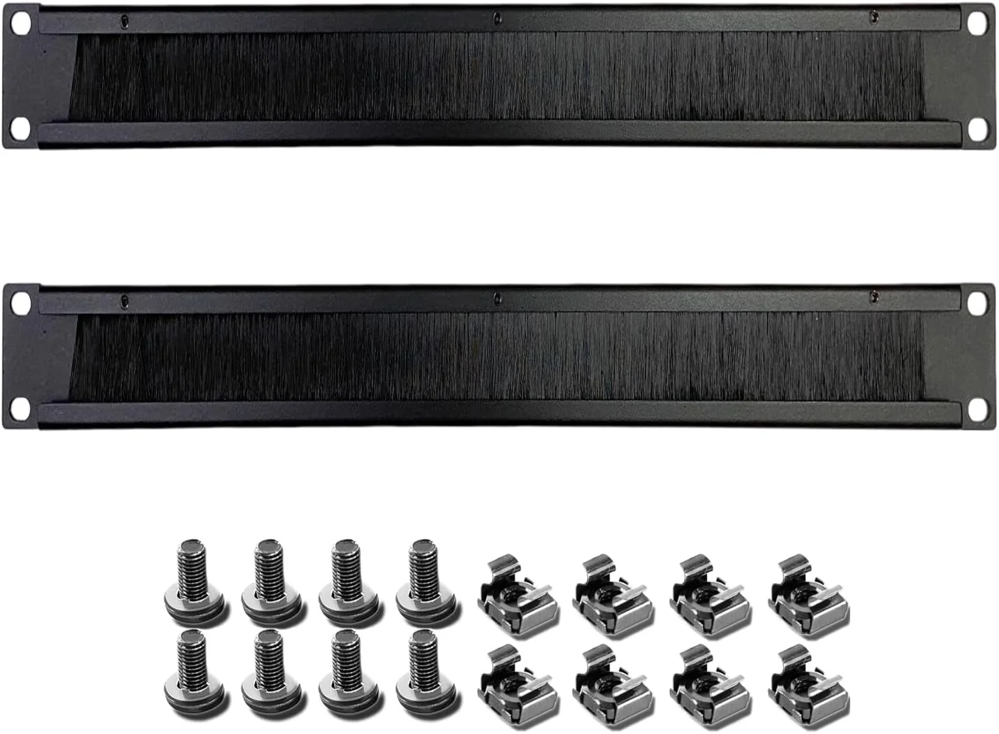 پنل خالی 1U، پنل نصب رک خالی 19 اینچی، جداکننده نصب رک مدیریت کابل 1U با برس برای کابل کابینت محفظه رک شبکه سرور (2 عدد-برس)