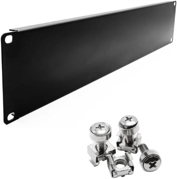 پنل های پوششی رک ۱۹ اینچی DKURVE - سایزهای 2U / 3U / 4U - صفحات فولادی سنگین برای رک های سرور و کابینت های شبکه - روکش مشکی (3U)