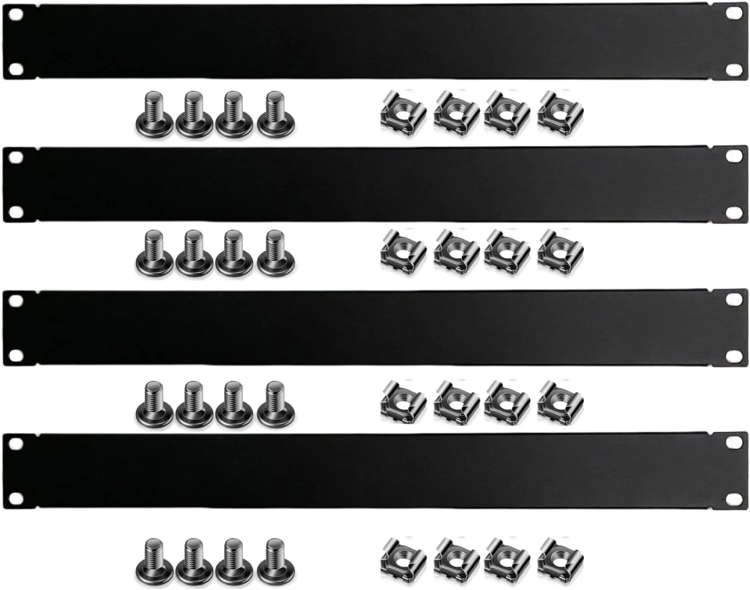 بسته چهارتایی پنل خالی 1U هریسون، پنل پوشاننده، پنل فلزی برای رک سرور 19 اینچی، مشکی